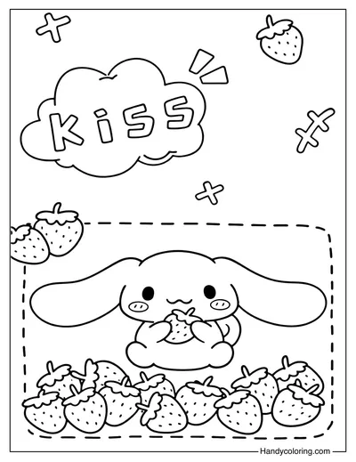 Strawberry Kiss Cinnamoroll Coloring Page