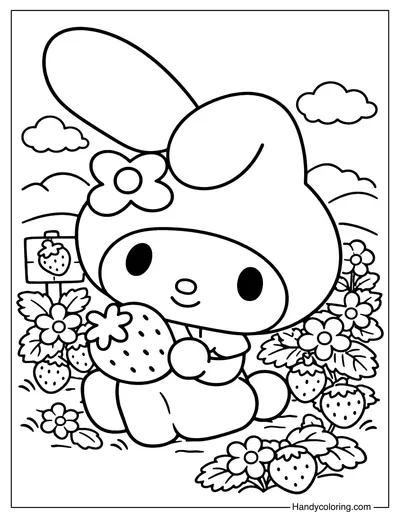 Strawberry My Melody Coloring Page