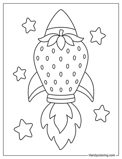 Strawberry Rocket Flying Through Space