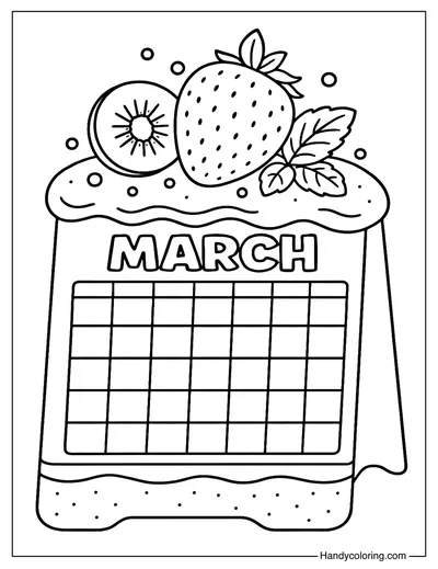 Strawberry Shortcake Calendar March Coloring Page
