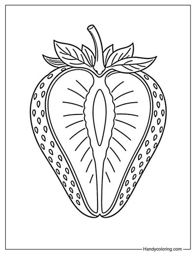 Strawberry Slice Coloring Sheet