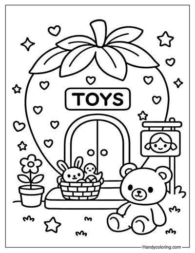 Strawberry Toy Shop Coloring Page