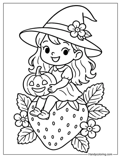 Strawberry Witch Coloring Page