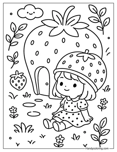 Strawberry World Coloring Page