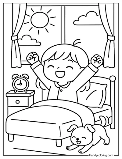 Stretch with Puppy Coloring Page