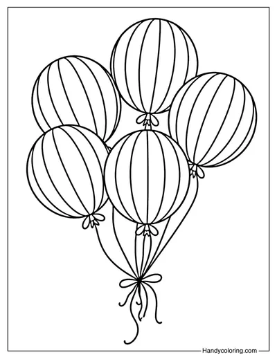 Striped Balloons Coloring Page