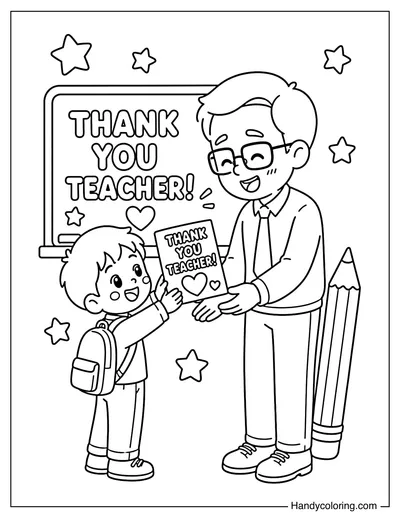 Student Giving Teacher a Thank You Card