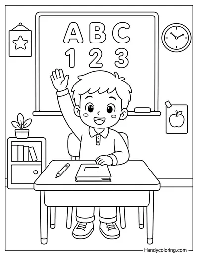 Student Raising a Hand in Class