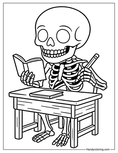 Student Skeleton Coloring Page