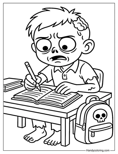 Student Zombie Coloring Page