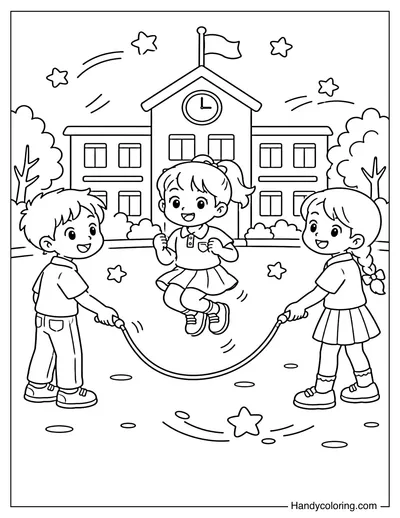 Students Playing Jump Rope