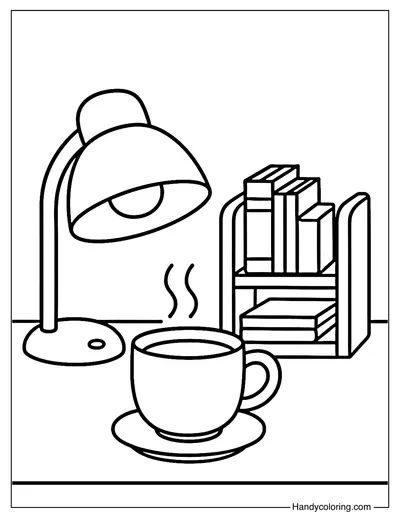 Study Desk Coloring Page