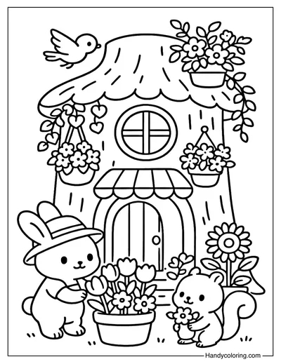 Stump Flower Shop Coloring Page