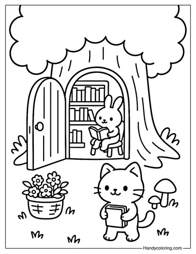Stump Library Coloring Page