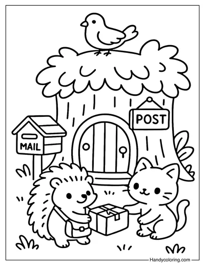 Stump Post Office Coloring Page