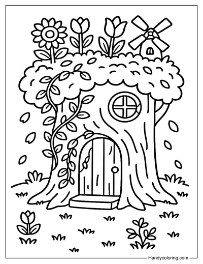 Stump with Garden Top Coloring Page