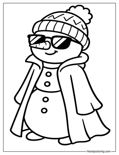 Stylish Snowman Coloring Page