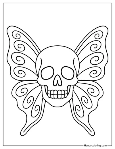 Sugar Skull Butterfly Fusion Coloring Page