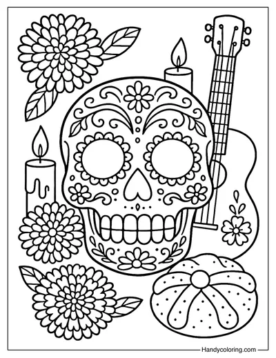 Sugar Skull Fiesta Coloring Page