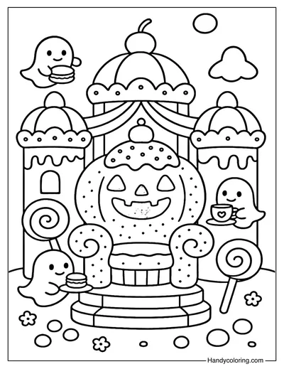 Sugary Pumpkin Palace Coloring Page