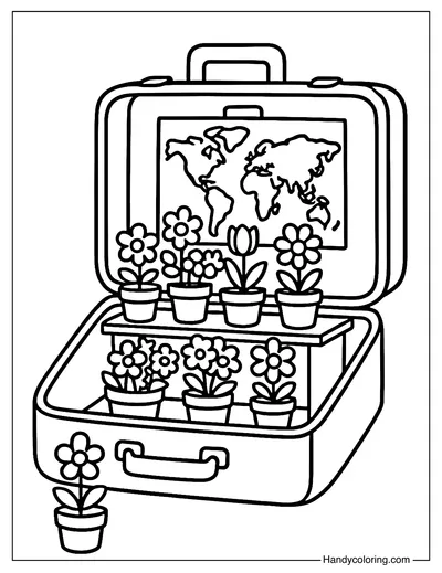 Suitcase Pop-up Florist Coloring Page