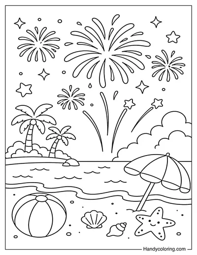 Summer Beach Fireworks