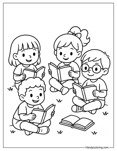 Summer Book Club Coloring Page