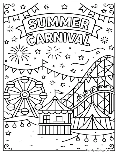 Summer Carnival Ride Coloring Page