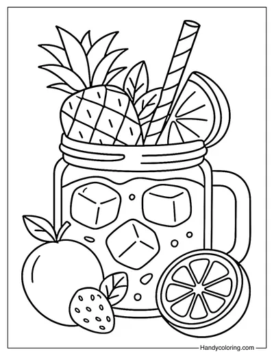 Summer Fruit Smoothie Coloring Page