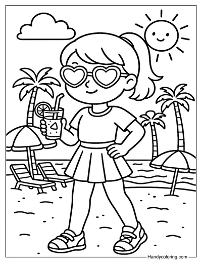 Summer Girl Coloring Page
