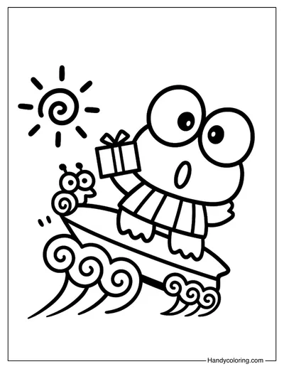 Summer Keroppi Coloring Page