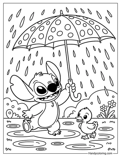 Summer Rain Stitch Coloring Page