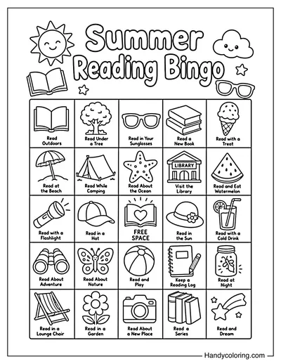 Summer Reading Bingo Board