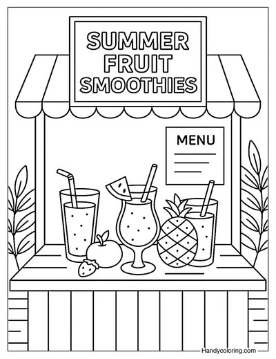 Summer Smoothie Bar Coloring Page