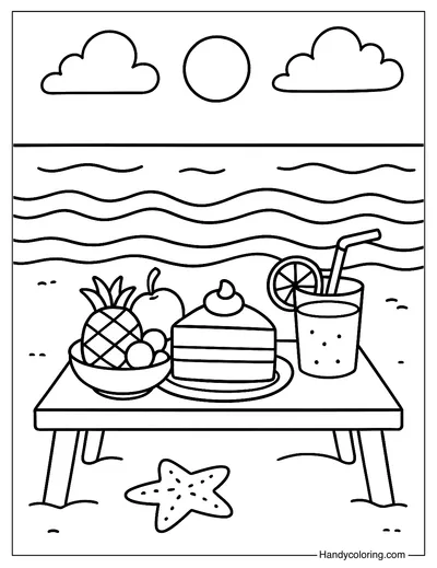 Summer Snacks Table Coloring Page