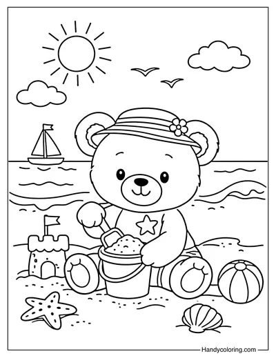 Summer Teddy Bear On The Beach