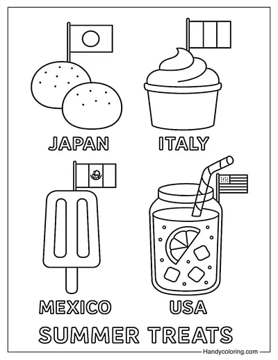 Summer Treats Around the World Coloring Page