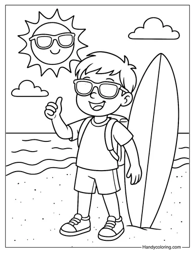 Summer Vacation Begins Coloring Page