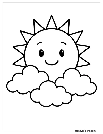 Sun and Clouds Friends Coloring Sheet