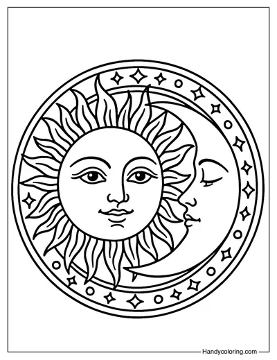 Sun and Moon Balance Coloring Page