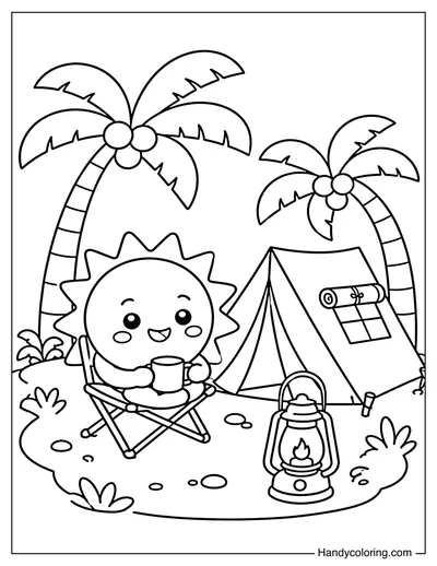 Sun Camping Under Palm Trees