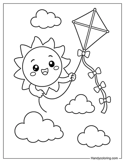 Sun Flying Kite in Summer Sky