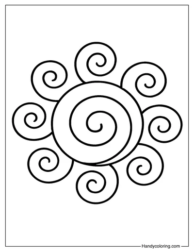 Sun made of Swirls Coloring Page