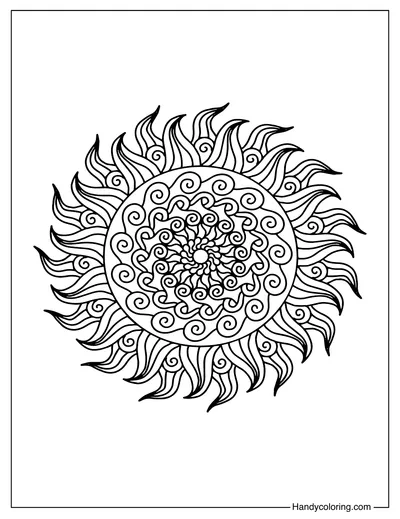 Sun Mandala Coloring Page