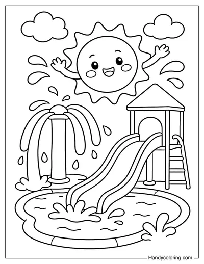 Sun Splashing in Water Park