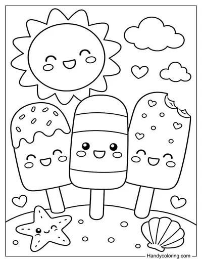 Sun with Popsicle Friends