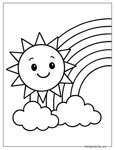 Sun with Rainbow Coloring Sheet