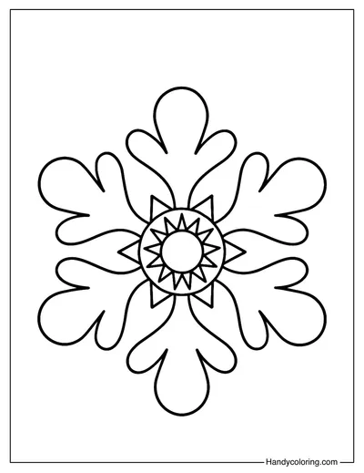 Sunburst Snowflake Coloring Page