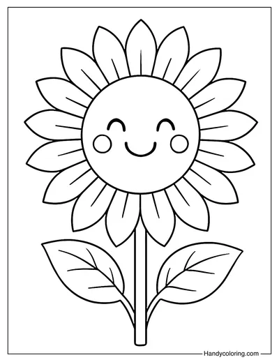 Sunflower and Smiling Face Coloring Page