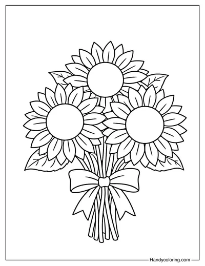 Sunflower Bouquet Coloring Page